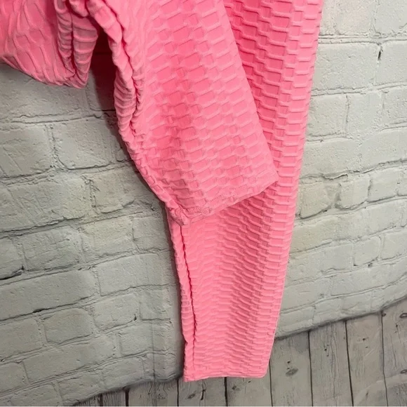 NWOT Pink Women’s High Waist Yoga Lifting Textured Leggings Pants Size X -Large - Picture 4 of 6